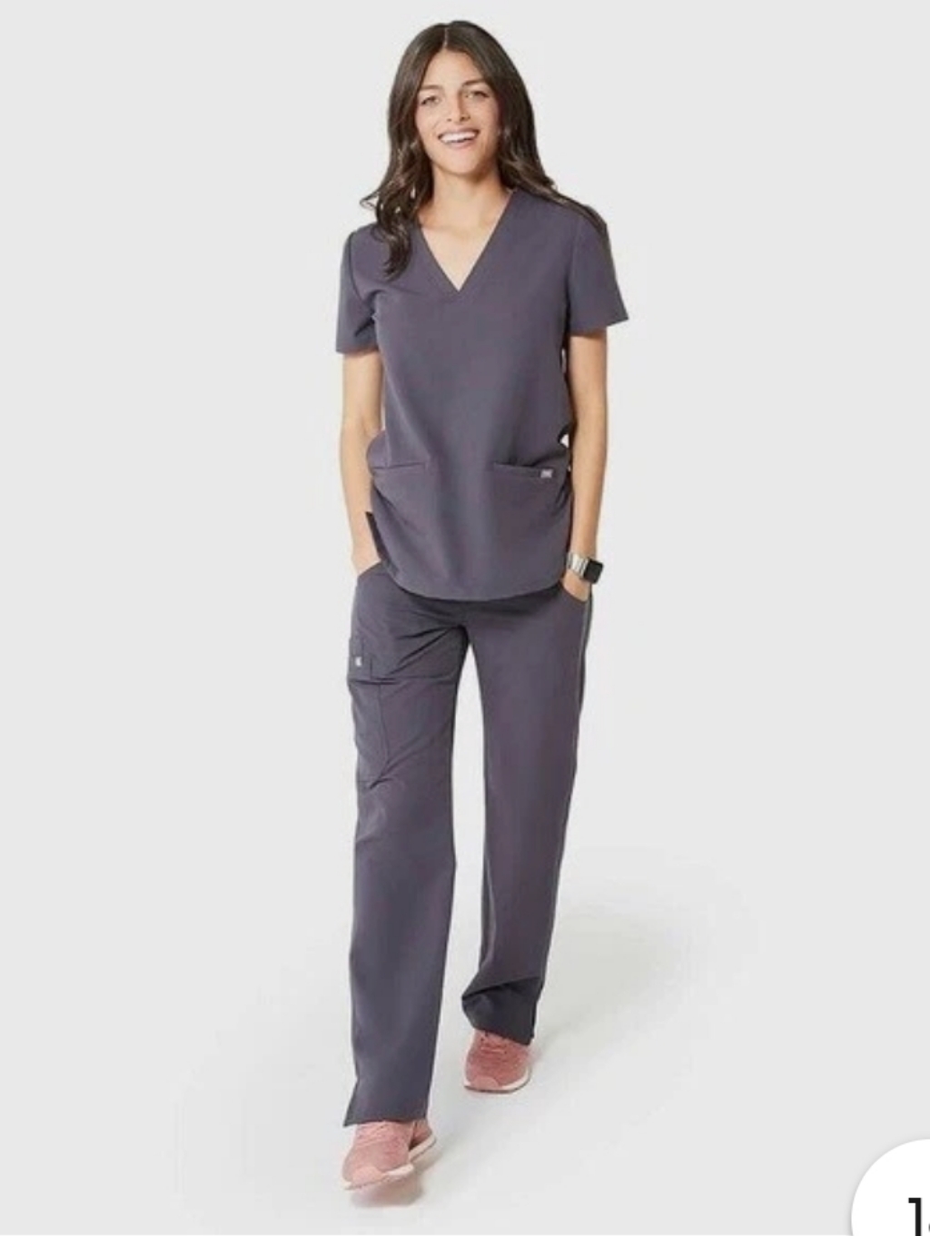 Figs Catarina Charcoal Set With Mauve Draw String Women's Xs
